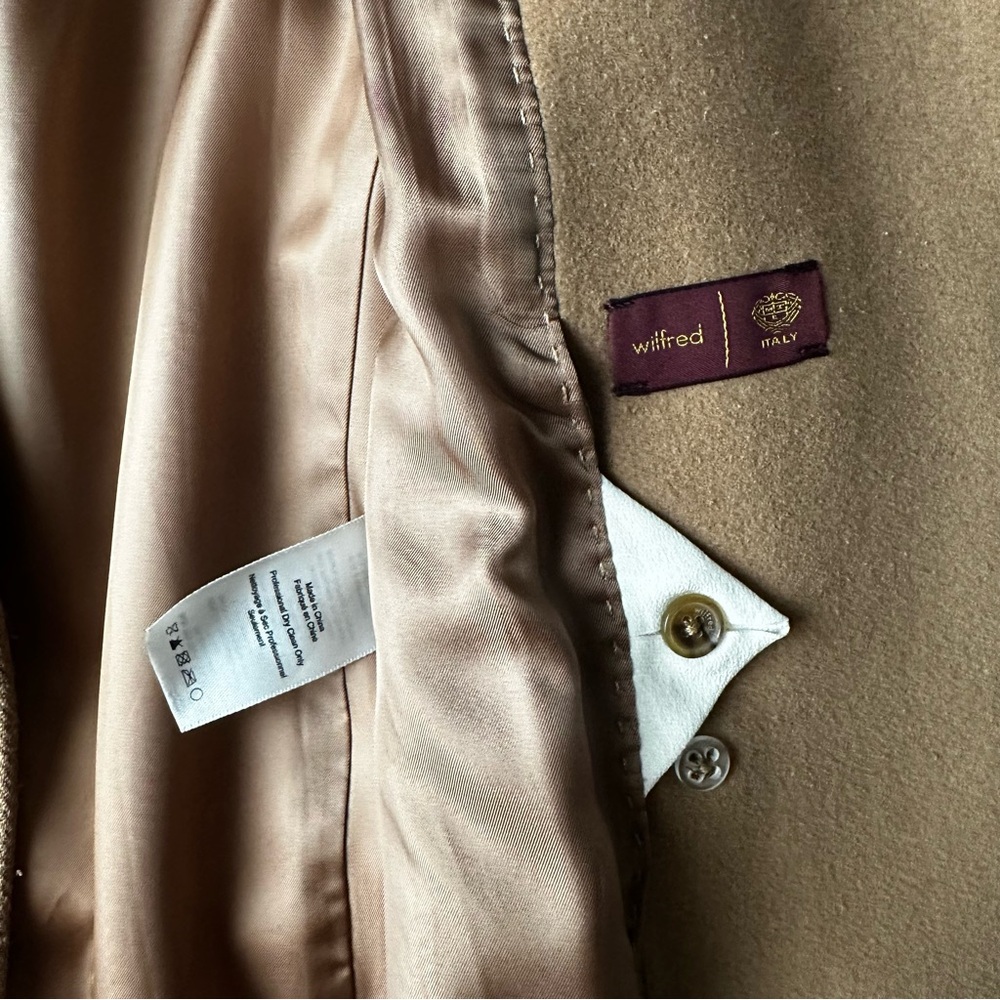 Wilfred Camel Wool Cashmere Hooded Wrap Coat - Picture 2 of 2